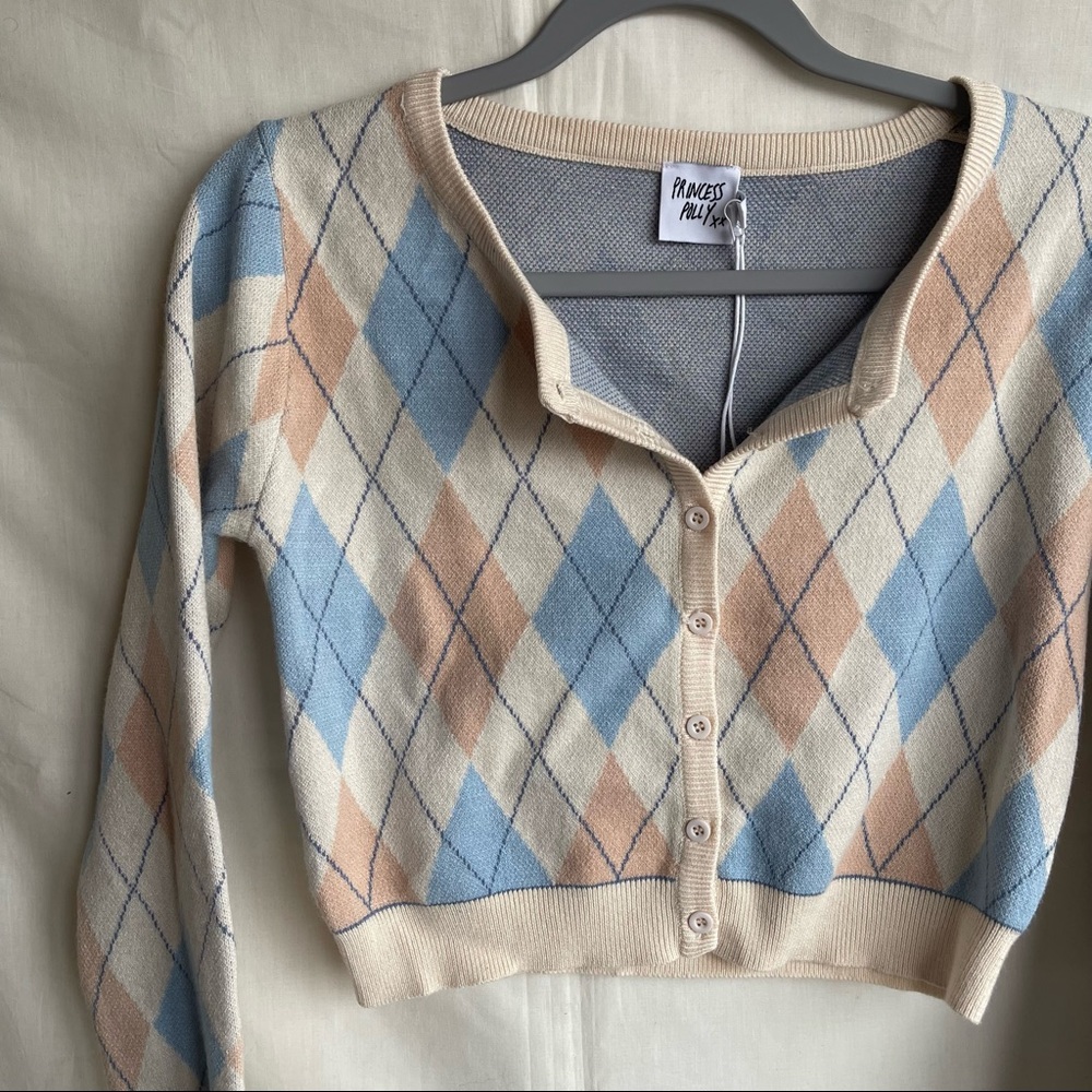 Princess Polly Argyle Cardigan Sweater - Picture 3 of 14
